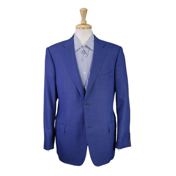 J. Hilburn Royal Blue Knit Woven VBC Wool 2-Btn Blazer Jacket 44R - Picture 1 of 11